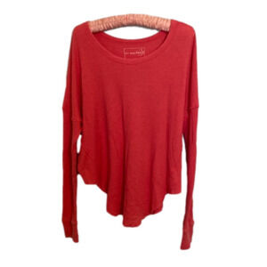 We The Free Womens Sz Medium Blouse Oversized Round Hem Thermal Pink